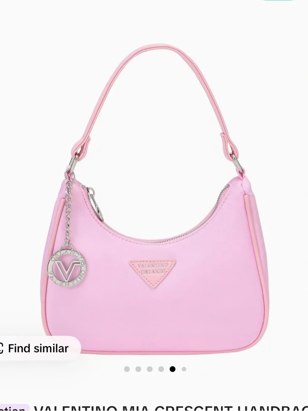 Valentino Orlandi Mia Crescent Shoulder Bag in Baby Pink